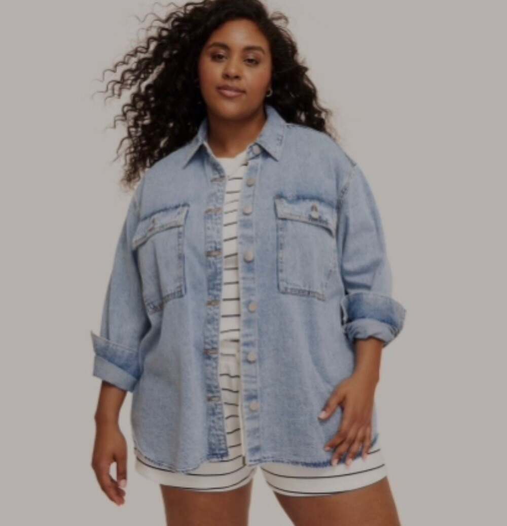 030 Parke Long Sleeve Denim Shacket Light Wash